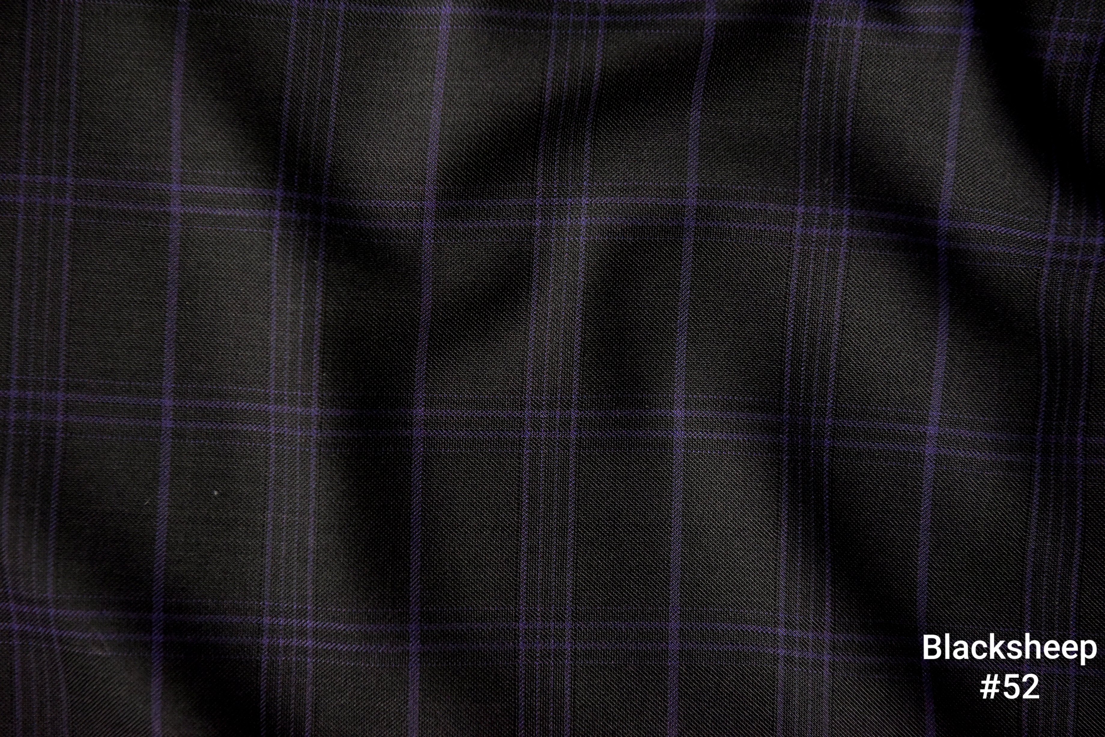 Black Windowpane Wool Blend Suit with Purple Lines