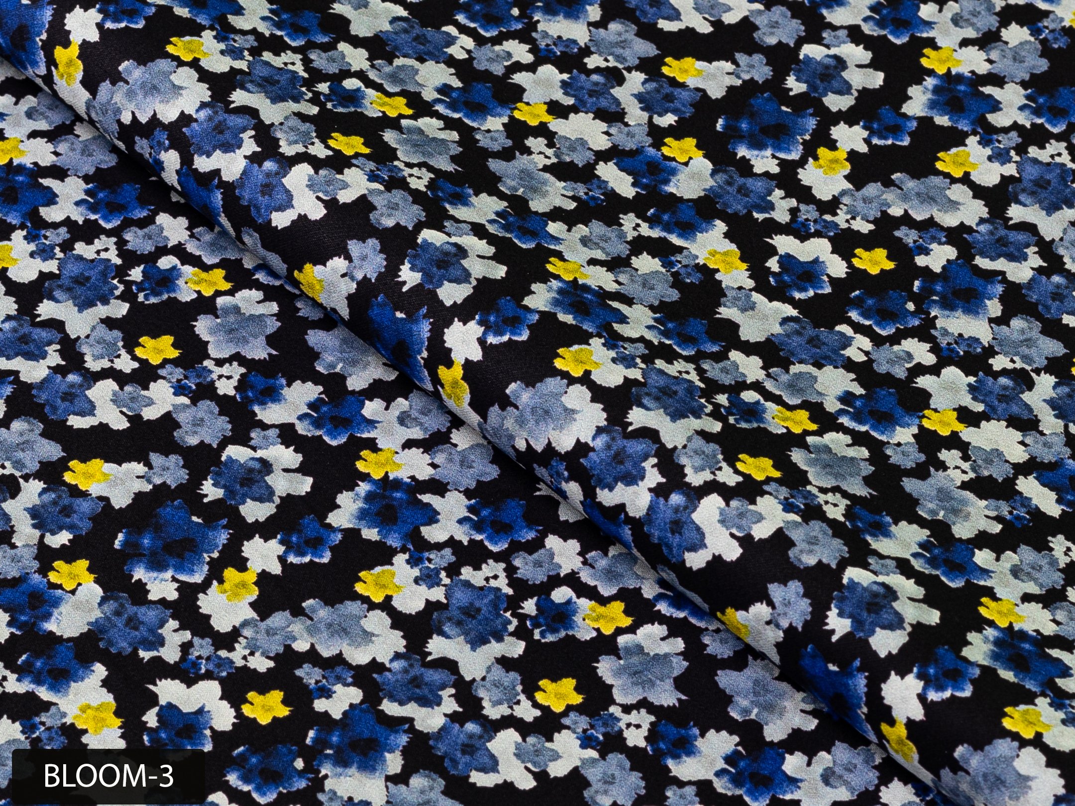 Blue Watercolor Floral Shirt on Black