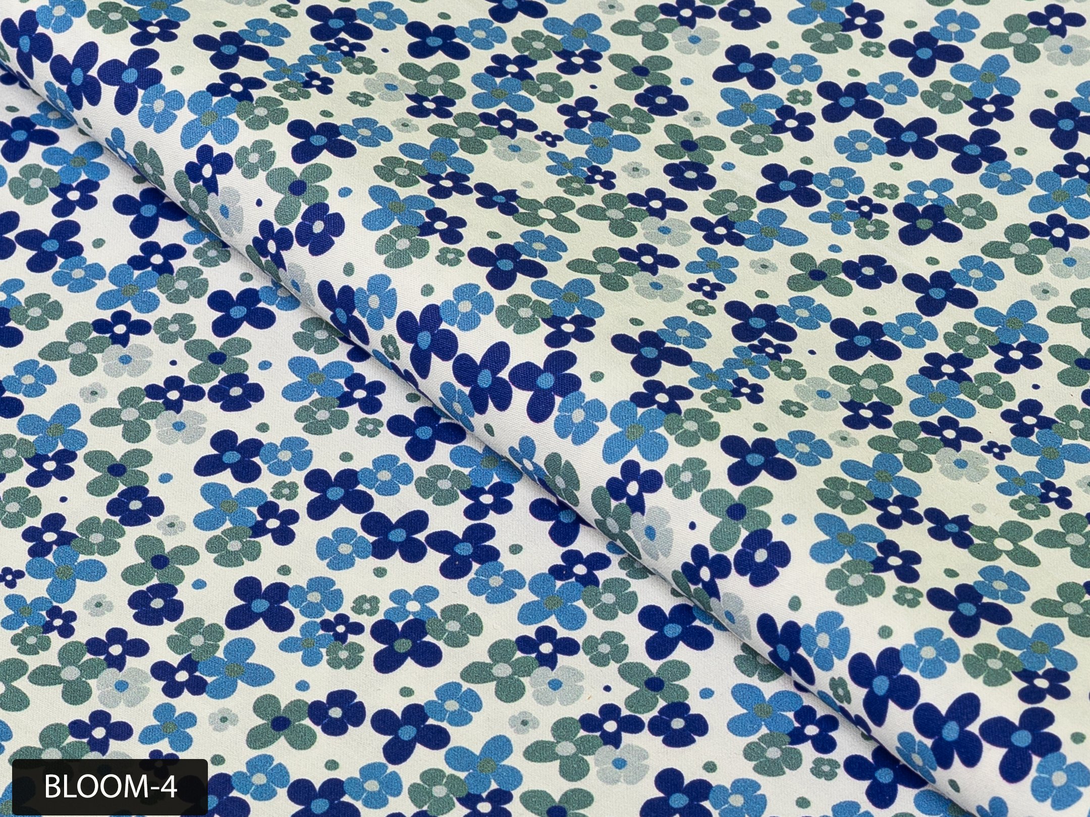 Blue and Green Retro Daisy Print Shirt