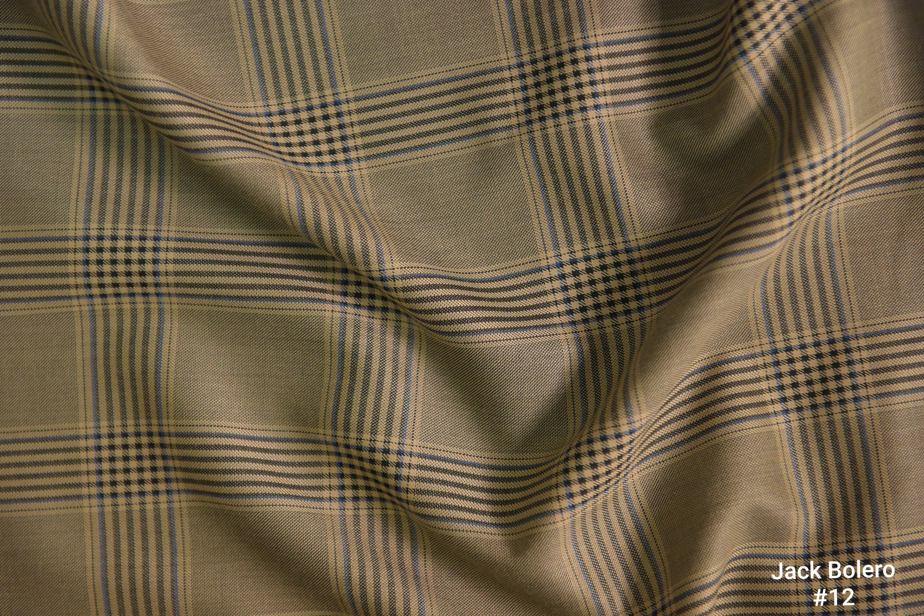 Camel Glen Check Suit with Navy Lines